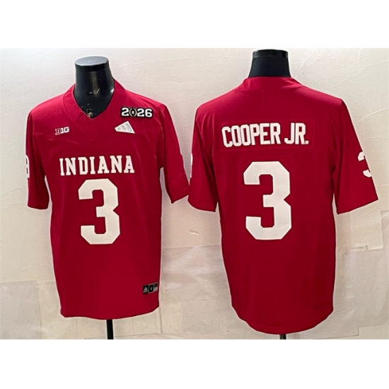 Men's Indiana Hoosiers #3 Omar Cooper Jr. Red F.U.S.E. 2026 Patch Stitched Football Jersey - Ujersey