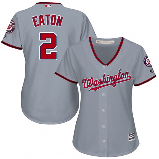 Women's Majestic Washington Nationals #2 Adam Eaton Replica Grey Road Cool Base MLB Jersey - Ujersey