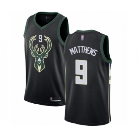 Men's Milwaukee Bucks #9 Wesley Matthews Authentic Black Basketball Jersey - Statement Edition - Ujersey