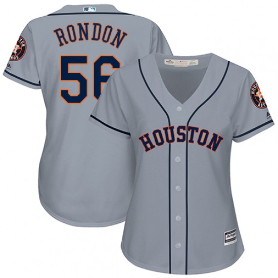 Women's Majestic Houston Astros #56 Hector Rondon Replica Grey Road Cool Base MLB Jersey - Ujersey
