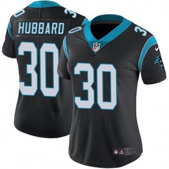 Women Carolina Panthers #30 Chuba Hubbard Black F U S E Stitched NFL Jersey - Ujersey