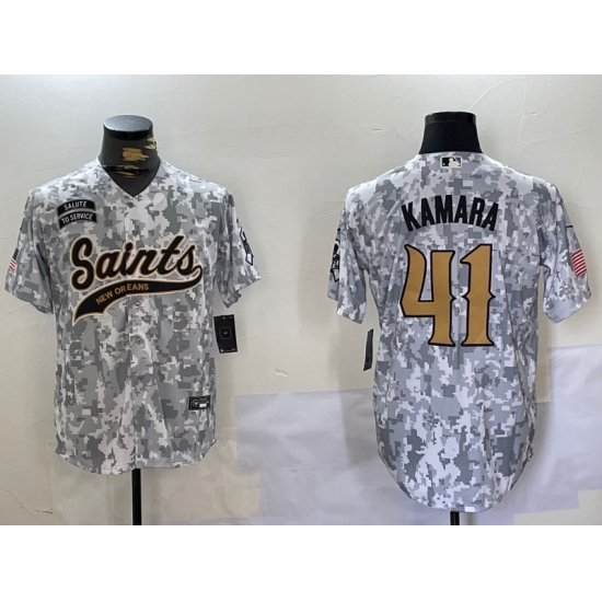 Men's New Orleans Saints #41 Alvin Kamara Arctic Camo 2024 Salute to Service Stitched Baseball Jersey - Ujersey