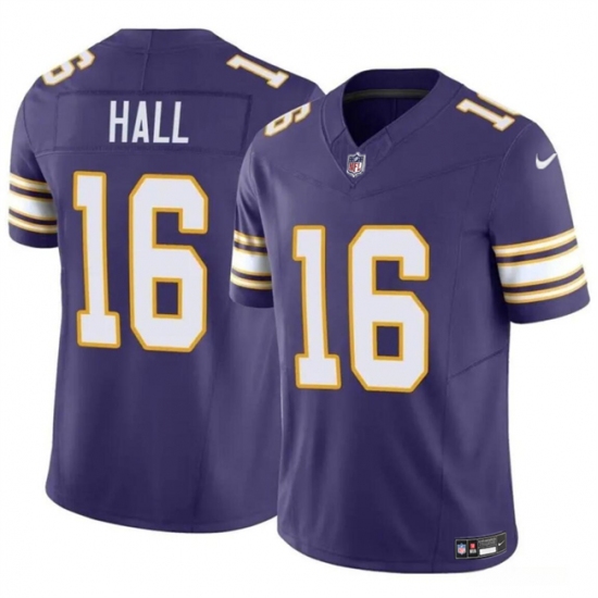 Men's Minnesota Vikings #16 Jaren Hall Purple 2023 F.U.S.E. Vapor Untouchable Throwback Limited Football Stitched Jersey - Ujersey