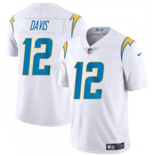 Men's Los Angeles Chargers #12 Derius Davis White 2024 Vapor Limited Football Stitched Jersey - Ujersey
