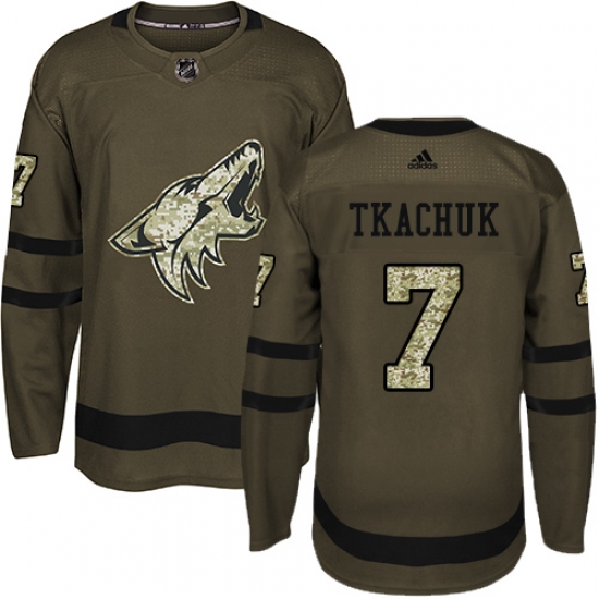 Youth Adidas Arizona Coyotes #7 Keith Tkachuk Authentic Green Salute to Service NHL Jersey - Ujersey