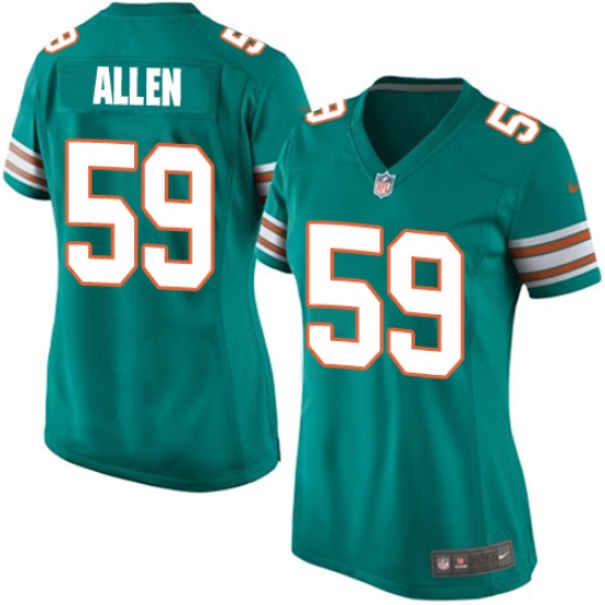 Women's Nike Miami Dolphins #59 Chase Allen Game Aqua Green Alternate NFL Jersey - Ujersey