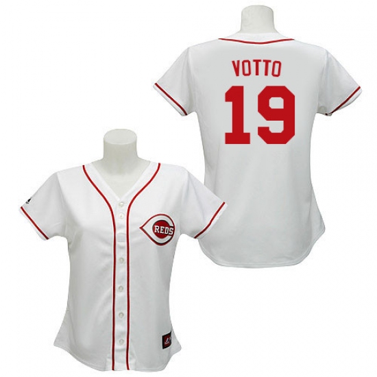 Women's Majestic Cincinnati Reds #19 Joey Votto Authentic White MLB Jersey - Ujersey
