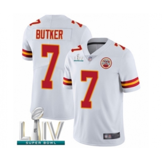 Youth Kansas City Chiefs #7 Harrison Butker White Vapor Untouchable Limited Player Super Bowl LIV Bound Football Jersey - Ujersey