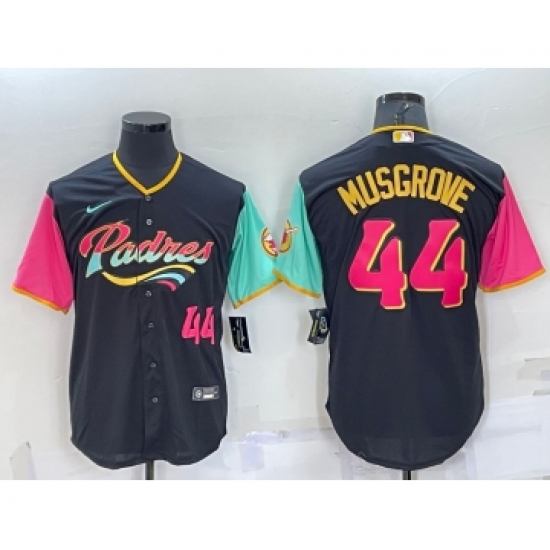 Men's San Diego Padres #44 Joe Musgrove Number Black 2022 City Connect Cool Base Stitched Jersey - Ujersey