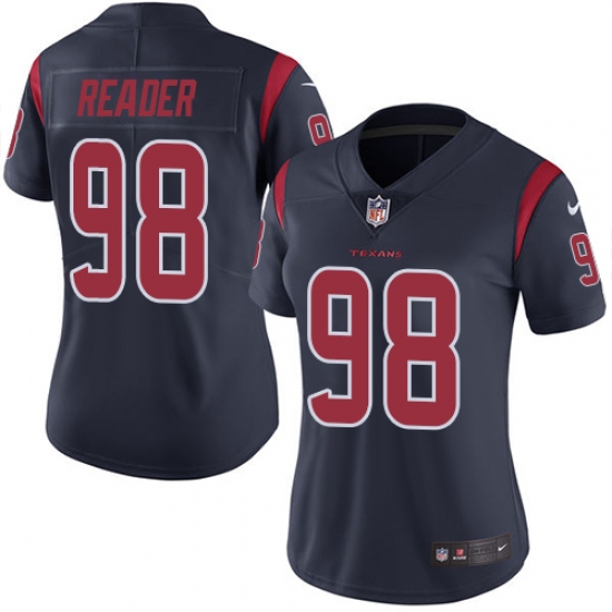 Women's Nike Houston Texans #98 D.J. Reader Limited Navy Blue Rush Vapor Untouchable NFL Jersey - Ujersey