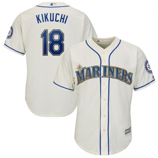 Men's Seattle Mariners 18 Yusei Kikuchi Cream Cool Base Jersey - Ujersey