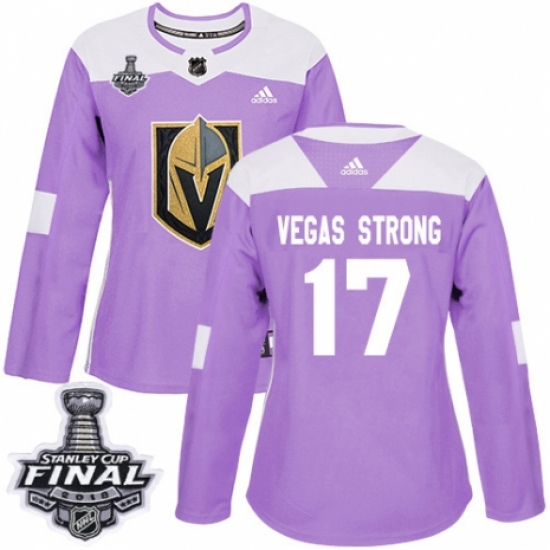 Women's Adidas Vegas Golden Knights #17 Vegas Strong Authentic Purple Fights Cancer Practice 2018 Stanley Cup Final NHL Jersey - Ujersey