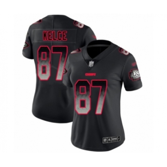 Women's Kansas City Chiefs #87 Travis Kelce Limited Black Smoke Fashion Football Jersey - Ujersey