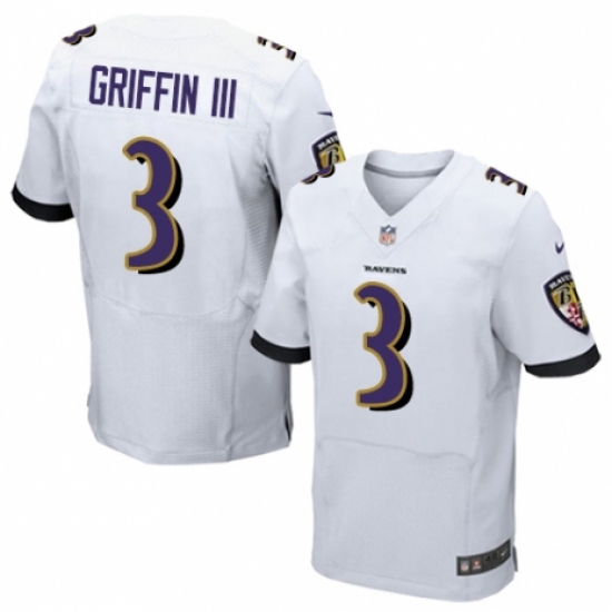 Men's Nike Baltimore Ravens #3 Robert Griffin III Elite White NFL Jersey - Ujersey