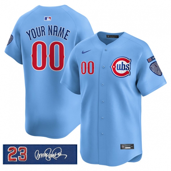 Men’s Chicago Cubs Active Player Custom Blue 'Ryne Sandberg Tribute' Vapor Limited V3 Stitched Baseball Jersey - Ujersey