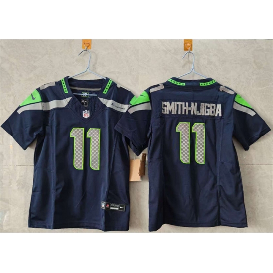 Women's Seattle Seahawks #11 Jaxon Smith-Njigba Navy 2025 Vapor Limited Stitched Football Jersey(Run Small) - Ujersey