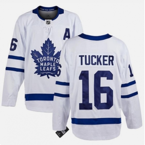 Men's Toronto Maple Leafs #16 Darcy Tucker White With A Stitched Hockey Jersey - Ujersey
