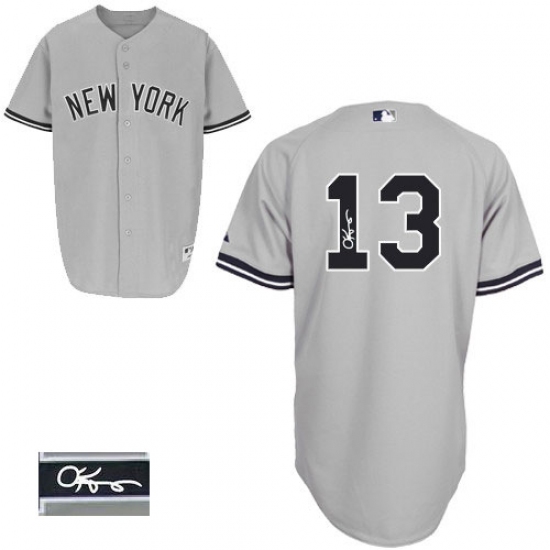 Men's Majestic New York Yankees #13 Alex Rodriguez Authentic Grey Road Autographed MLB Jersey - Ujersey
