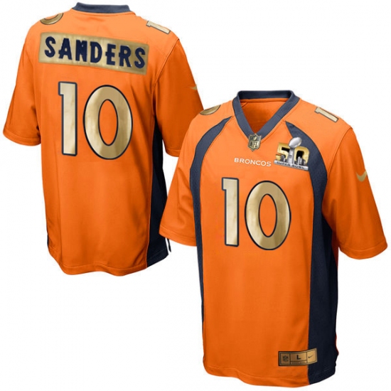 Men's Nike Denver Broncos #10 Emmanuel Sanders Game Orange Super Bowl 50 Collection NFL Jersey - Ujersey