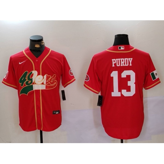 Men's San Francisco 49ers #13 Brock Purdy Red With Cool Base Stitched Baseball Jersey - Ujersey
