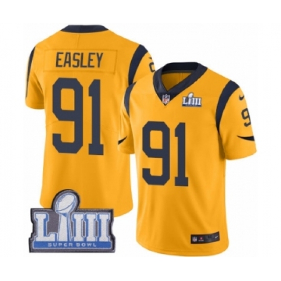 Men's Nike Los Angeles Rams #91 Dominique Easley Limited Gold Rush Vapor Untouchable Super Bowl LIII Bound NFL Jersey - Ujersey