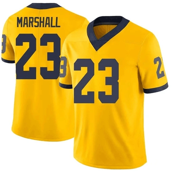 Men's Michigan Wolverines #23 Jordan Marshall Yellow Stitched Football Jersey - Ujersey