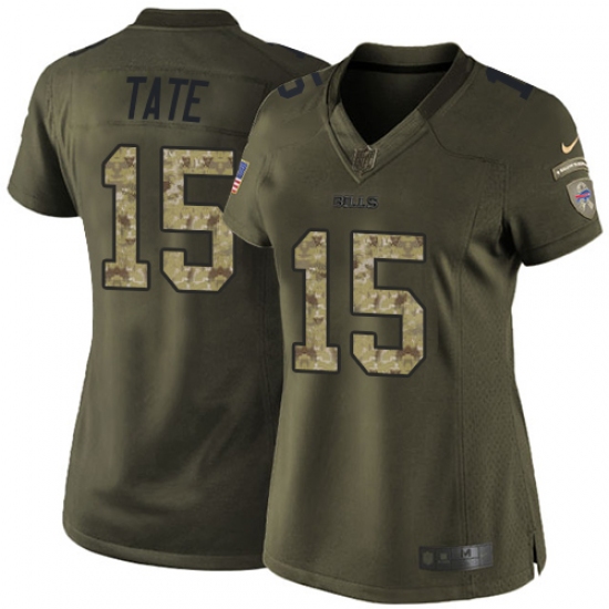 Women's Nike Buffalo Bills #15 Brandon Tate Elite Green Salute to Service NFL Jersey