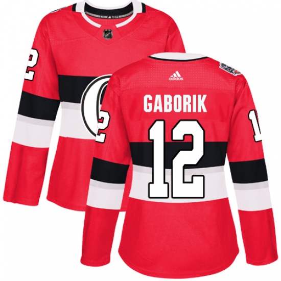 Women's Adidas Ottawa Senators #12 Marian Gaborik Authentic Red 2017 100 Classic NHL Jersey - Ujersey