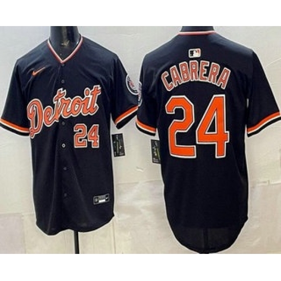 Men's Detroit Tigers #24 Miguel Cabrera Navy Limited Jersey - Ujersey