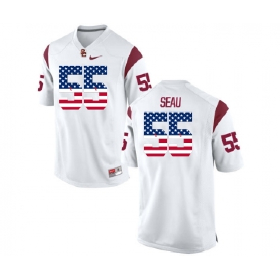 USC Trojans 55 Trojans Seau White USA Flag College Football Jersey - Ujersey