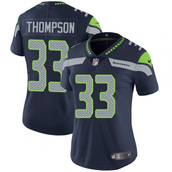 Women's Nike Seattle Seahawks #33 Tedric Thompson Elite Steel Blue Team Color NFL Jersey - Ujersey