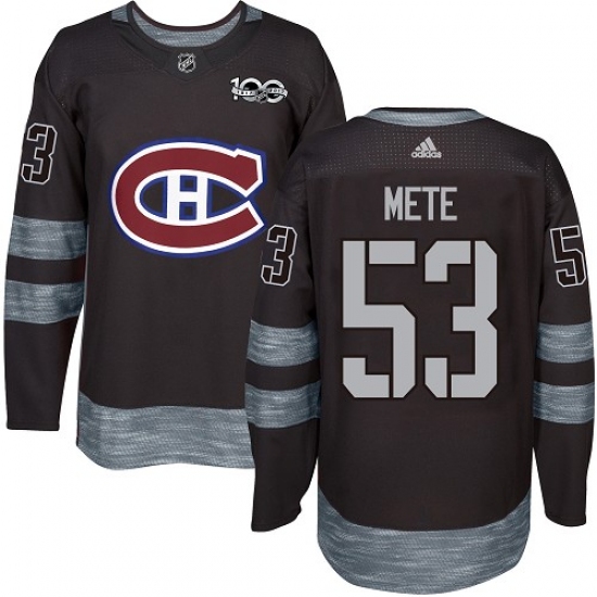 Men's Adidas Montreal Canadiens #53 Victor Mete Premier Black 1917-2017 100th Anniversary NHL Jersey - Ujersey