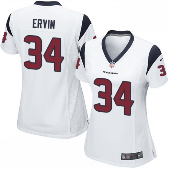 Women's Nike Houston Texans #34 Tyler Ervin Game White NFL Jersey - Ujersey