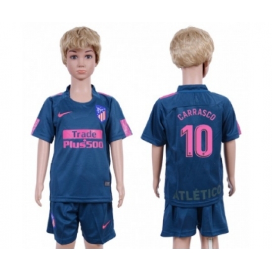 Atletico Madrid #10 Carrasco Sec Away Kid Soccer Club Jersey