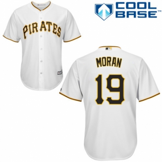 Men's Majestic Pittsburgh Pirates #19 Colin Moran Replica White Home Cool Base MLB Jersey - Ujersey