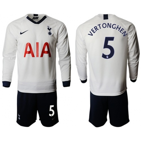 Tottenham Hotspur #5 Vertonghen Home Long Sleeves Soccer Club Jersey