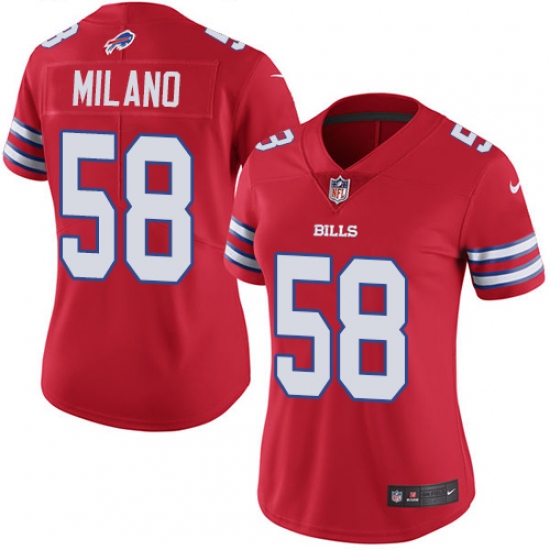 Women's Nike Buffalo Bills #58 Matt Milano Limited Red Rush Vapor Untouchable NFL Jersey - Ujersey