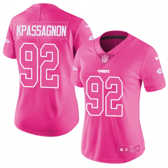 Women's Nike Kansas City Chiefs #92 Tanoh Kpassagnon Limited Pink Rush Fashion NFL Jersey - Ujersey