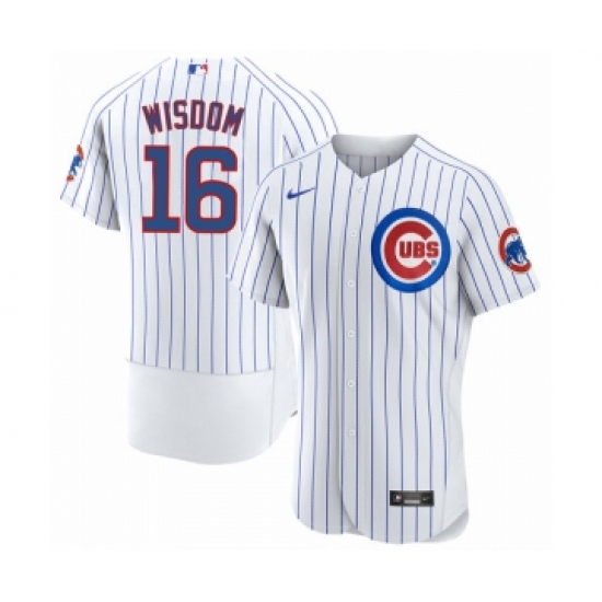 Men's Chicago Cubs #16 Patrick Wisdom White Flex Base Stitched Jersey - Ujersey