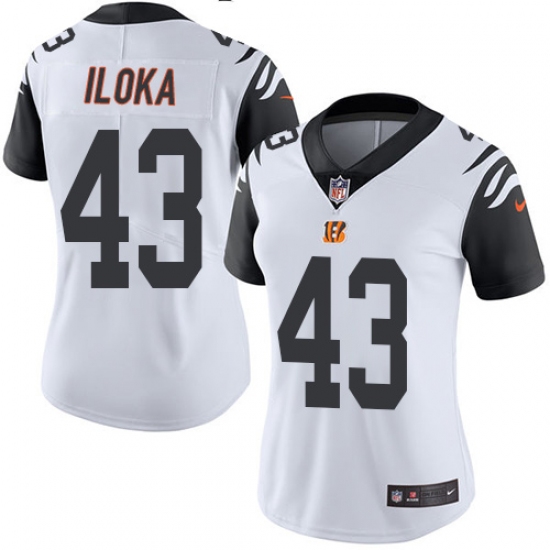 Women's Nike Cincinnati Bengals #43 George Iloka Limited White Rush Vapor Untouchable NFL Jersey - Ujersey
