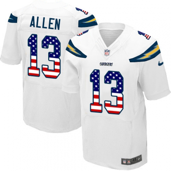 Men's Nike Los Angeles Chargers #13 Keenan Allen Elite White Road USA Flag Fashion NFL Jersey - ujerseystore