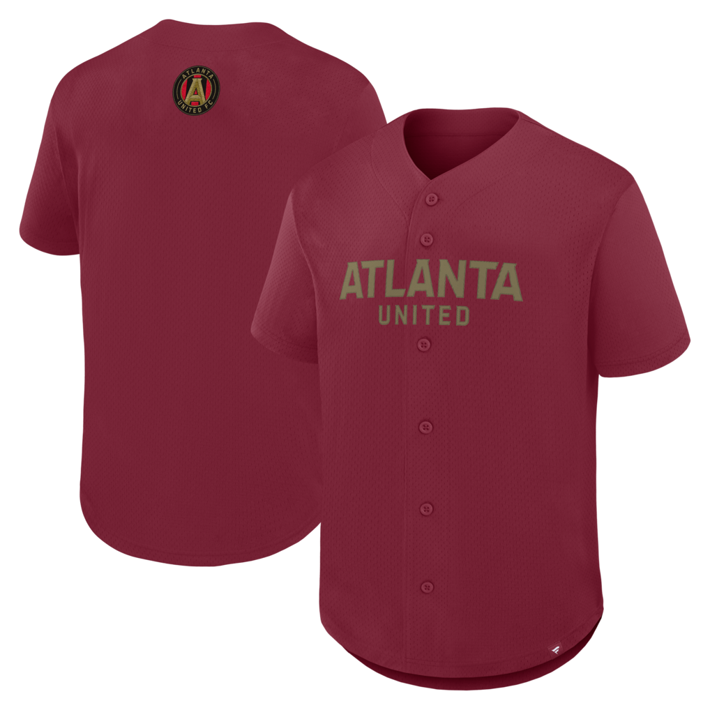 Men's Atlanta United FC Fanatics Red Maximum Intensity Button-Up Jersey - Ujersey