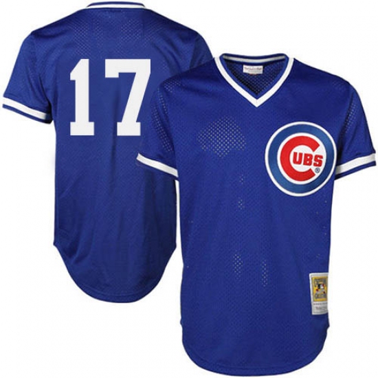 Men's Majestic Chicago Cubs #17 Kris Bryant Authentic Royal Blue Throwback MLB Jersey - Ujersey