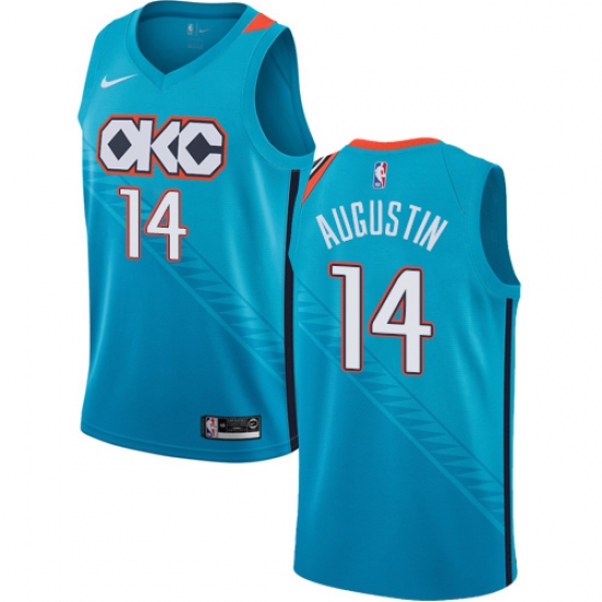 Youth Nike Oklahoma City Thunder #14 D.J. Augustin Swingman Turquoise NBA Jersey - City Edition - Ujersey