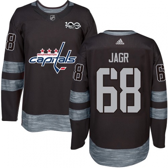 Men's Adidas Washington Capitals #68 Jaromir Jagr Premier Black 1917-2017 100th Anniversary NHL Jersey - Ujersey