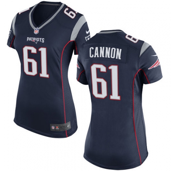 Women's Nike New England Patriots #61 Marcus Cannon Game Navy Blue Team Color NFL Jersey - Ujersey