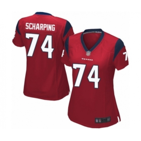 Women's Houston Texans #74 Max Scharping Game Red Alternate Football Jersey - Ujersey