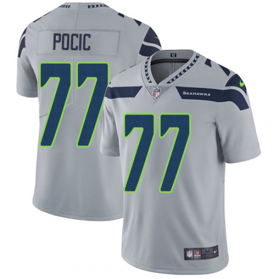 Men's Nike Seattle Seahawks #77 Ethan Pocic Grey Alternate Vapor Untouchable Limited Player NFL Jersey - Ujersey