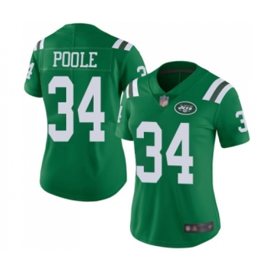 Women's New York Jets #34 Brian Poole Limited Green Rush Vapor Untouchable Football Jersey - Ujersey