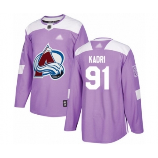 Youth Colorado Avalanche #91 Nazem Kadri Authentic Purple Fights Cancer Practice Hockey Jersey